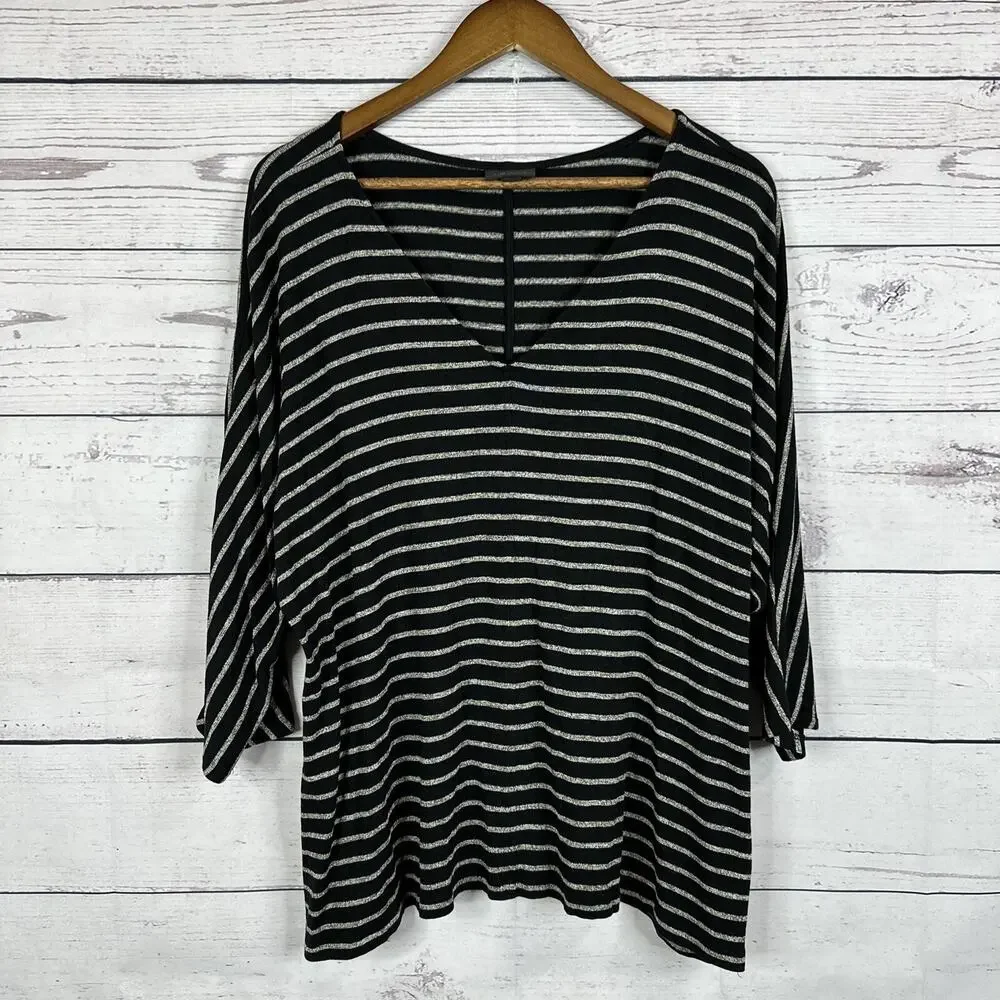 J Jill Shirt Womens XL Black Gray Wearever Stretch Slinky Tunic Casual‎